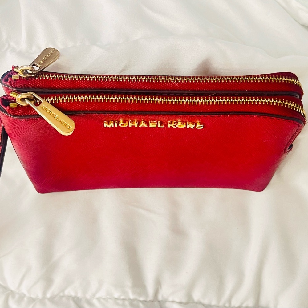 Michael Kors Red Clutch with Gold Accents